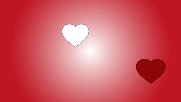 Twee harten bewegen liefdevol in de ruimte. - Video