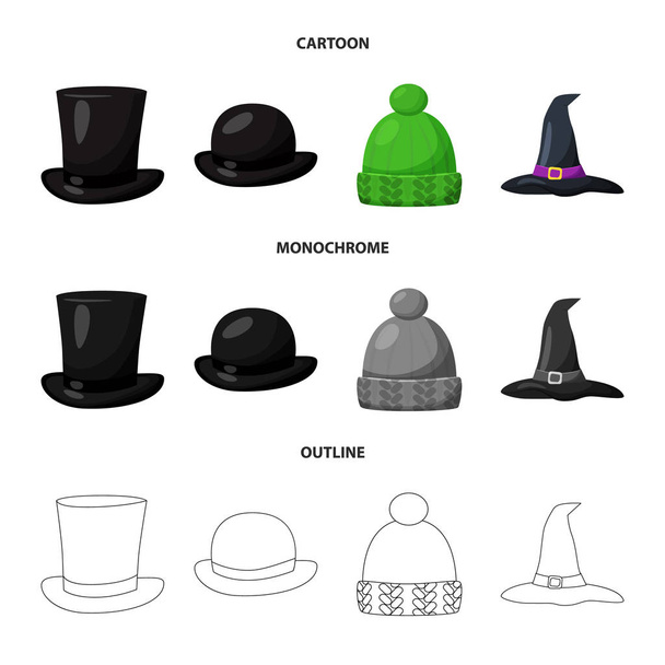Ilustración vectorial del logotipo de la ropa y la gorra. Conjunto de prendas de vestir y boina vector icono para stock
. - Vector, imagen