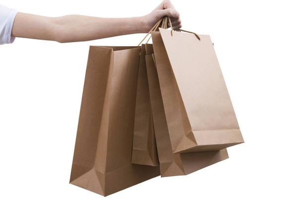 hand with isolated shopping bags - Photo, Image