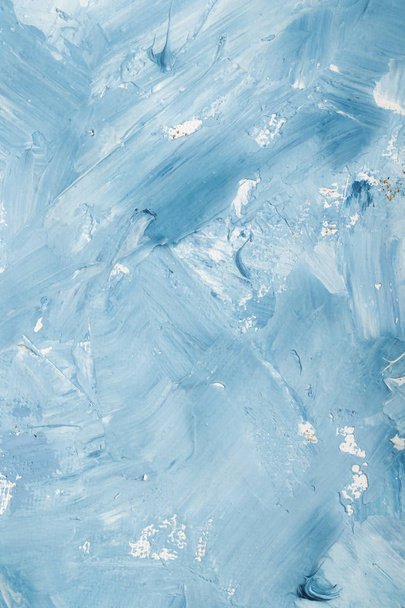 Artistic abstract oil white and blue painted background. Texture, backdrop. - Foto, Bild