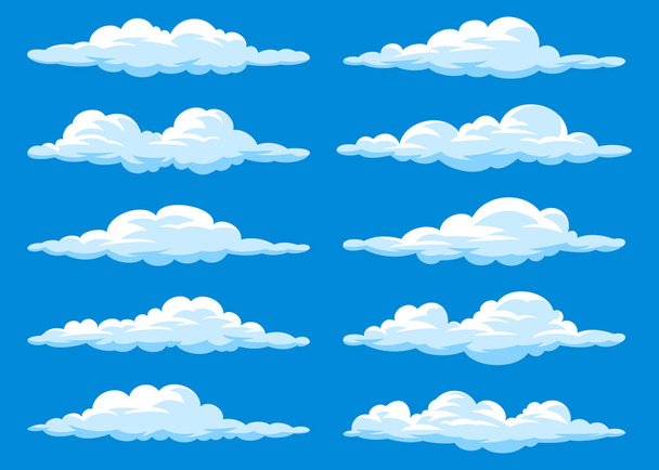 Set di nuvole di cartoni animati - Vettoriali, immagini