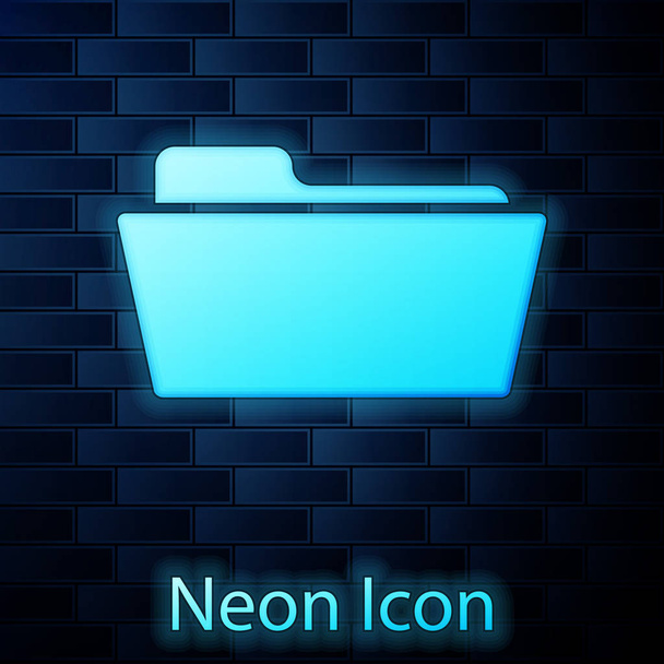Icona luminosa al neon Folder isolata su sfondo muro di mattoni. Illustrazione vettoriale
 - Vettoriali, immagini