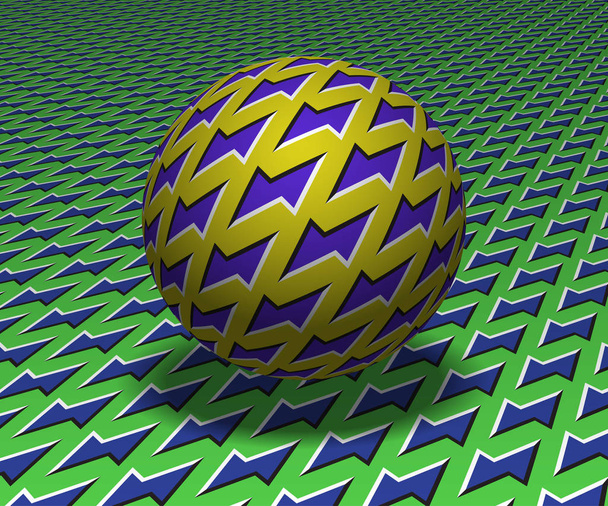 La sphère plane au-dessus de la surface. Objets abstraits avec motif de formes de fermeture éclair. Illustration d'illusion optique vectorielle
. - Vecteur, image