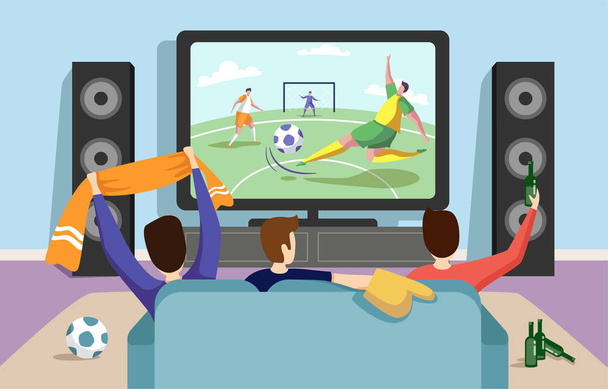 Πολύχρωμη απεικόνιση ενός αγώνα ποδοσφαίρου ποδόσφαιρο - Διάνυσμα, εικόνα