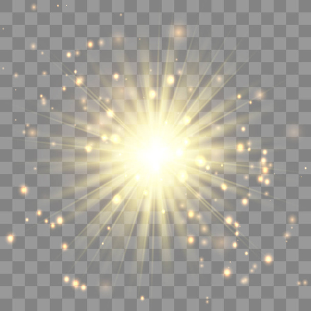 Gold glowing light explodes. - Vector, Image