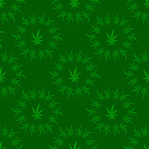 Groene cannabis laat achtergrond. Groene marihuana naadloze patroon - Vector, afbeelding