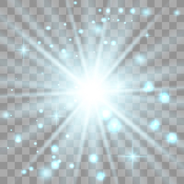 Blue glowing light explodes.  - Vector, Image