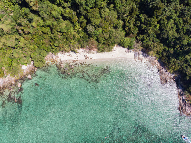 Boven uitzicht op smaragdgroene tropische zee met koraalriffen - Foto, afbeelding