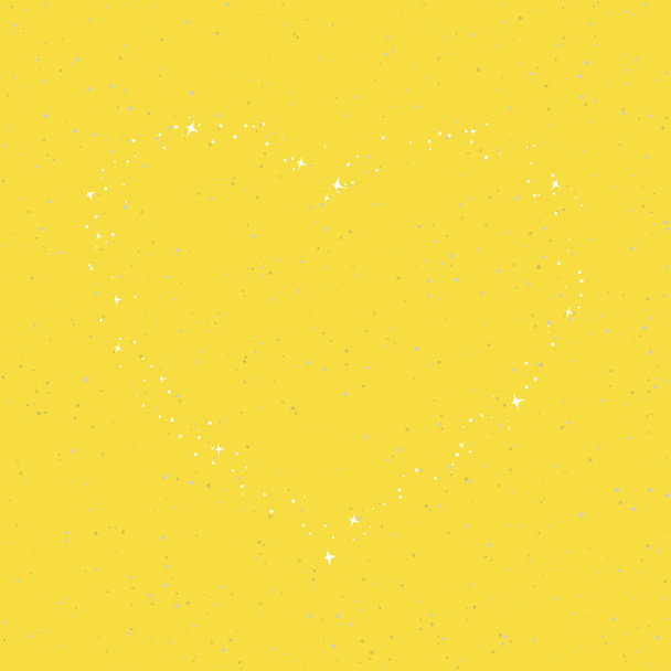 黄色い明るい空に輝く星の心 - ベクター画像