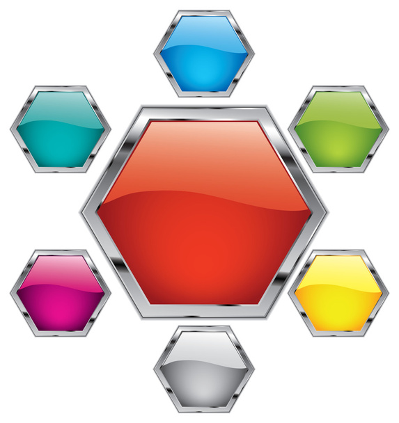 Polygon metal button - Vector, Image