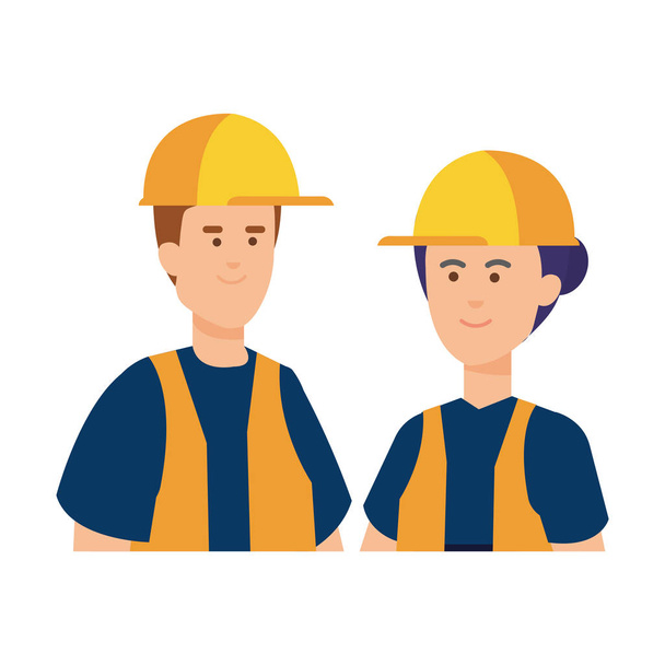Bauarbeiterpaar mit Helm - Vektor, Bild