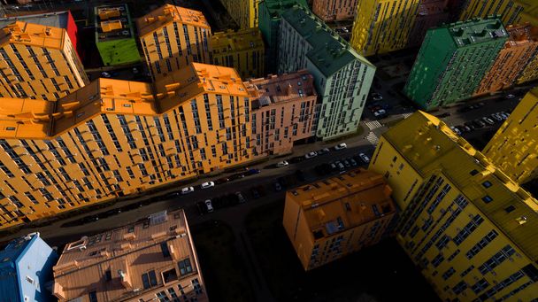 Beautiful colorful houses in Kiev Ukraine from a great height - Photo, Image