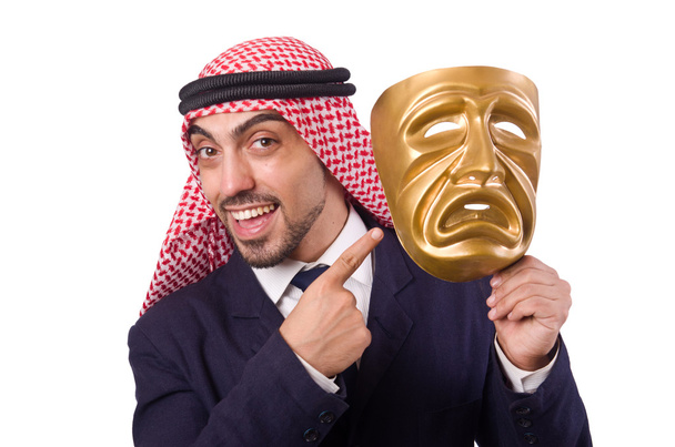 Араб в маске на белом - Фото, изображение