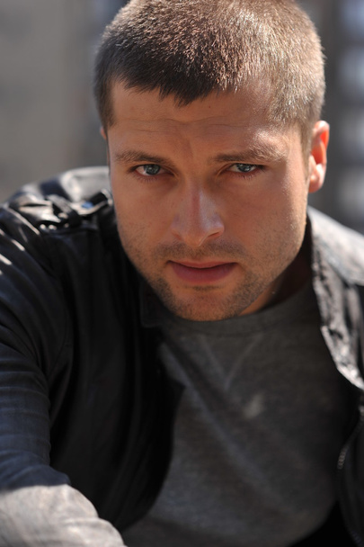 Male actor head shot showing action movie character - Photo, Image