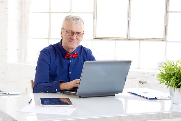 Senior businessman using his laptop in the office  - Foto, Imagem