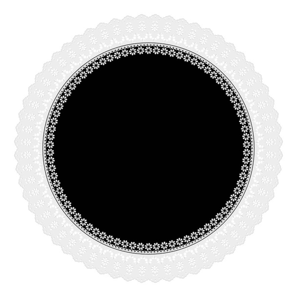 Openwork embroidery black on a white background - Вектор,изображение