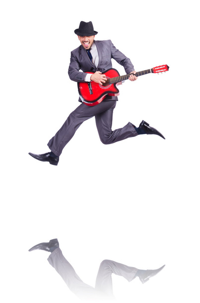 επιχειρηματίας κιθάρα παίκτης που απομονώνονται σε λευκό - Φωτογραφία, εικόνα