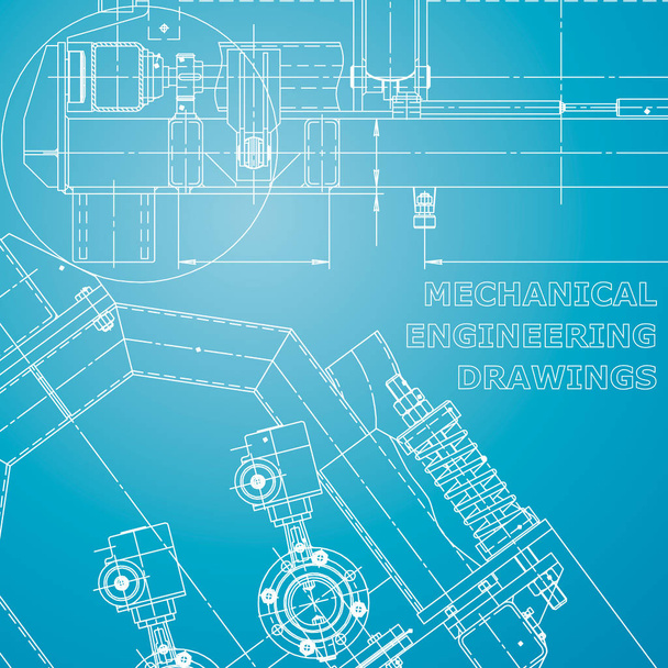 Computer aided design systems. Blue and white drawings. Blueprint. Corporate Identity - Vector, Image