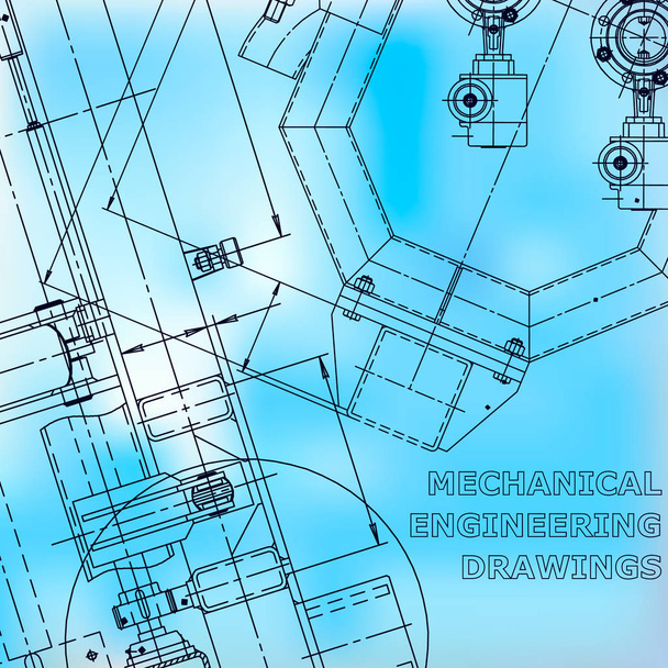 Blueprint. Vektör mühendisliği çizimleri. Mekanik enstrüman yapımı. Mavi - Vektör, Görsel