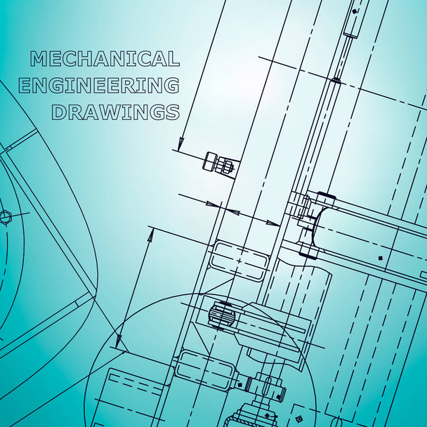 Blueprint, Sketch. Vector engineering illustration. Cover, flyer. Light blue - Vector, Image