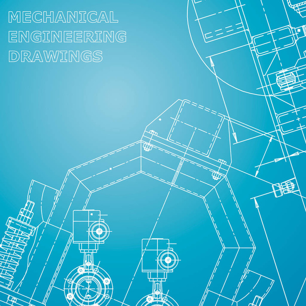 Blueprint, Sketch. Vector engineering illustration. Cover, flyer, banner. Blue and white - Vector, Image