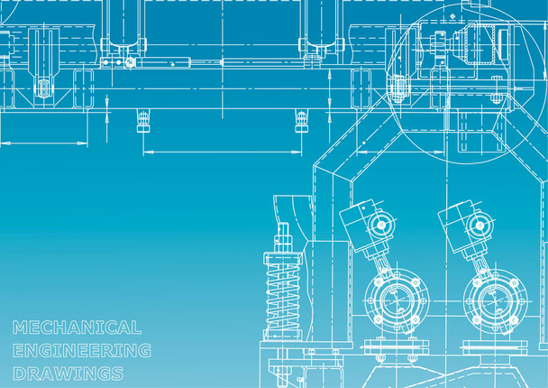 Computer aided design system. Blueprint. Blue and white - Vector, Image
