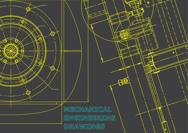 Plano. Ilustración de ingeniería vectorial. Cubierta, volante, pancarta, fondo. Dibujos para hacer instrumentos. Mecánica. Gris
 - Vector, imagen