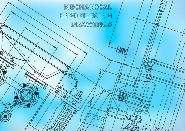 Blauwdruk. Vector engineering illustratie. Computer aided design systemen. Instrumenten maken van tekeningen. Mechanische. Blauwe - Vector, afbeelding