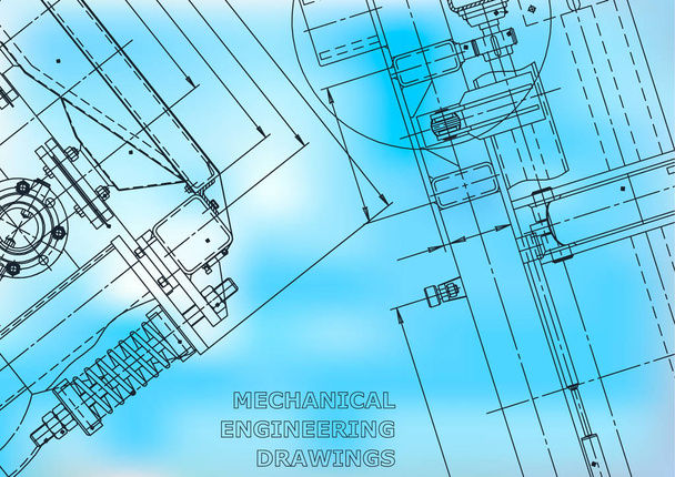 Blueprint. Vector engineering illustration. Computer aided design systems. Instrument-making drawings. Mechanical engineering drawing. Technical illustrations, backgrounds. Scheme, plan, outline. Blue - Vector, Image