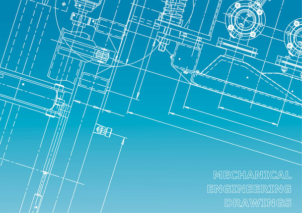 Blueprint. Vektorová inženýrská ilustrace. Počítačový systém designu. Modrá a bílá - Vektor, obrázek