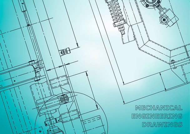 Blueprint. Vektorgrafikus rajzok. Mechanikus műszergyártás. Műszaki. Világoskék - Vektor, kép