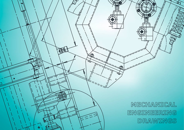 Blueprint. Vector engineering drawings. Mechanical instrument making. Light blue - Vector, Image