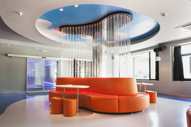 orange futuristic disco bar interior - Photo, Image