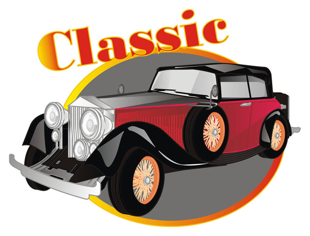 vintage classic car on icon - Фото, изображение