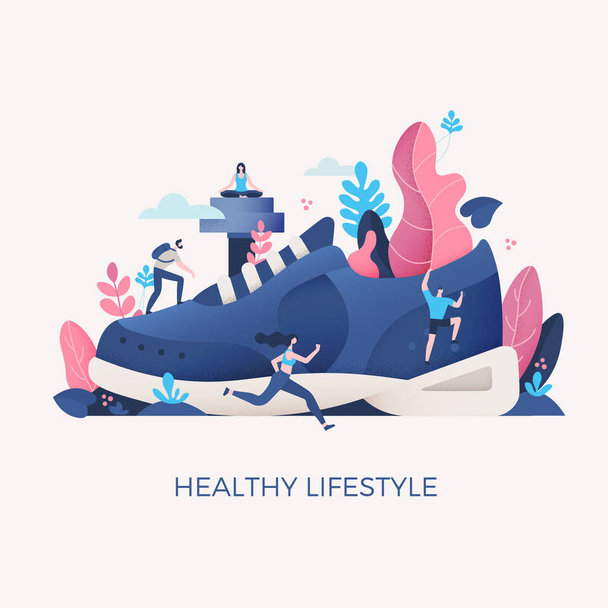 Sağlıklı Lifestyle Concept Illustration - Vektör, Görsel