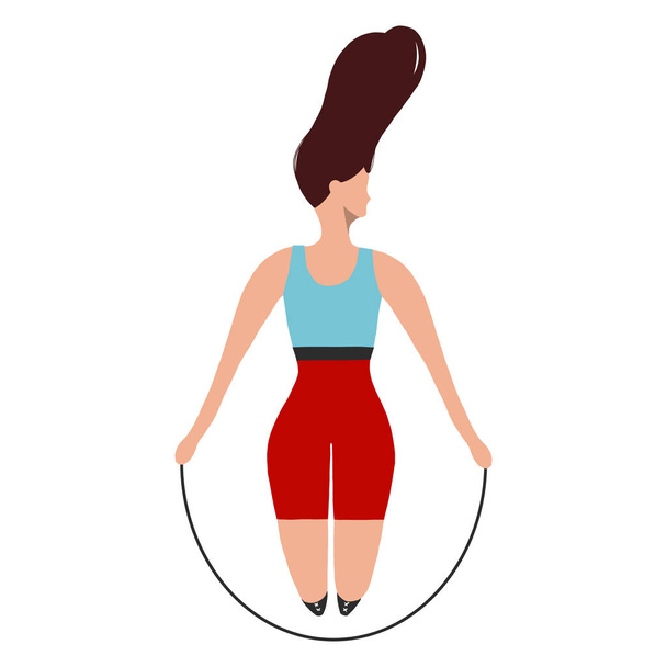 Woman skipping with a jump rope - Vector, Imagen