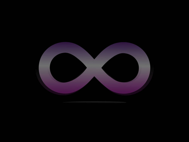 Illustration of a gradient infinity symbol with shadow on a black background - Vector, Image