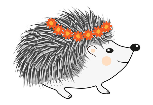 Adorable hedgehog in modern flat style. Cool little gray hedgehog in cartoon style wearing. cartoon emoticon pattern toy. - Vektor, obrázek