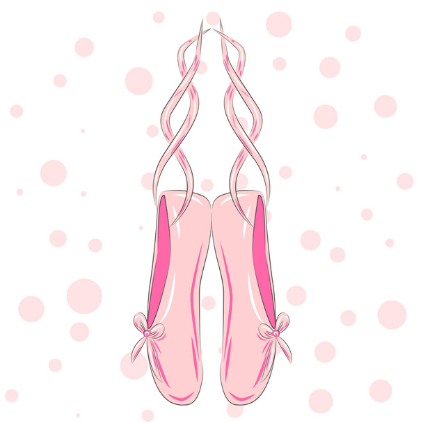 Ilustración de un par de zapatos de punto de ballet bien gastados
 - Vector, Imagen