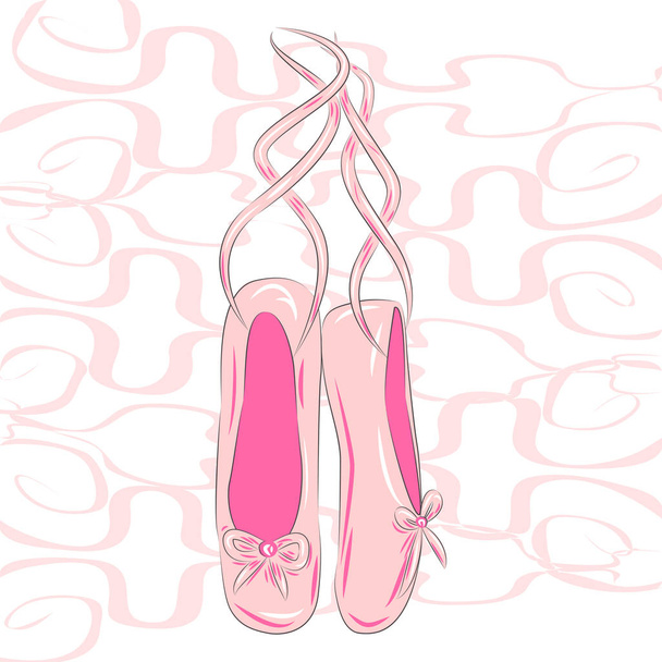 Een set van ballet pointes kunnen teweegbrengen schoenen. Ballet schoenen. - Vector, afbeelding