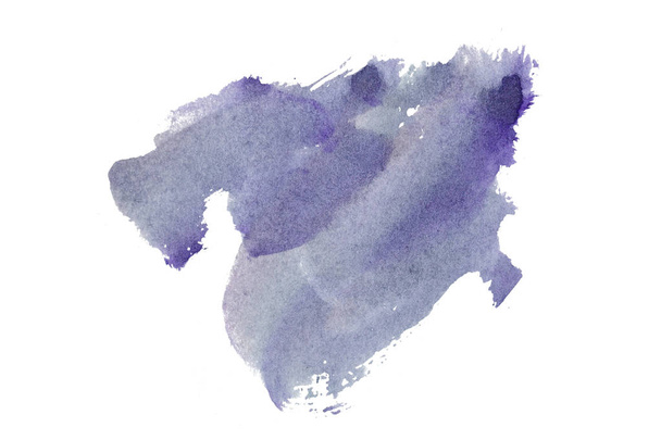 Abstract watercolor spot on white textured paper. Isolated. Hand-drawn background. Aquarelle brush stains on paper. For design, web, card, text, decoration, surfaces. Copy Space. - 写真・画像