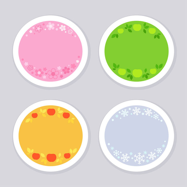 Four seasonal stickers with corresponding symbols  - Vektor, kép