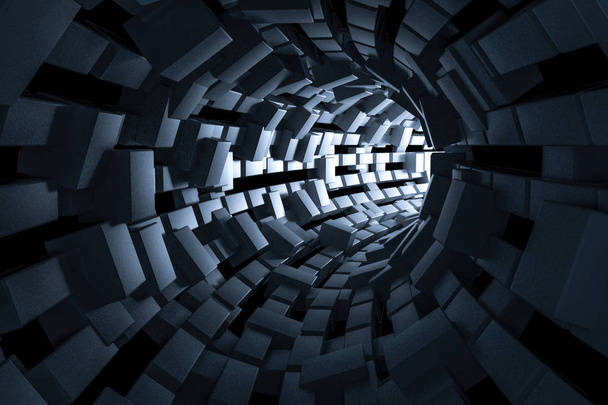 3d rendering, dark science-fiction tunnel, dark background - Photo, Image