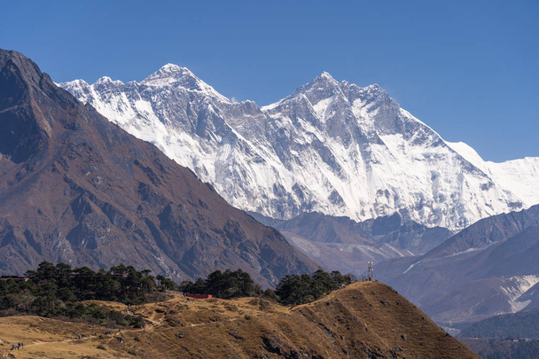 Everest, Nuptse, Lhotse mountain peak in Himalayas mountain rang - Fotografie, Obrázek