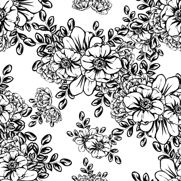 vector illustration of vintage flowers pattern background - Wektor, obraz