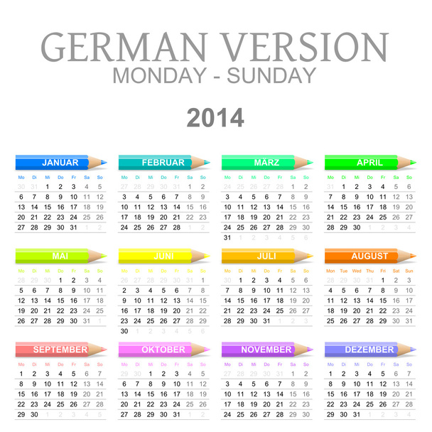 2014 kleurpotloden kalender Duitse versie - Foto, afbeelding