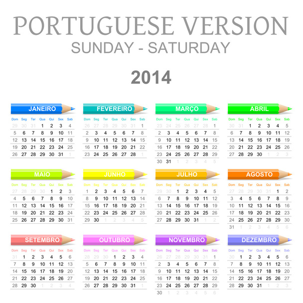 2014 クレヨン カレンダー ポルトガル語版 - 写真・画像