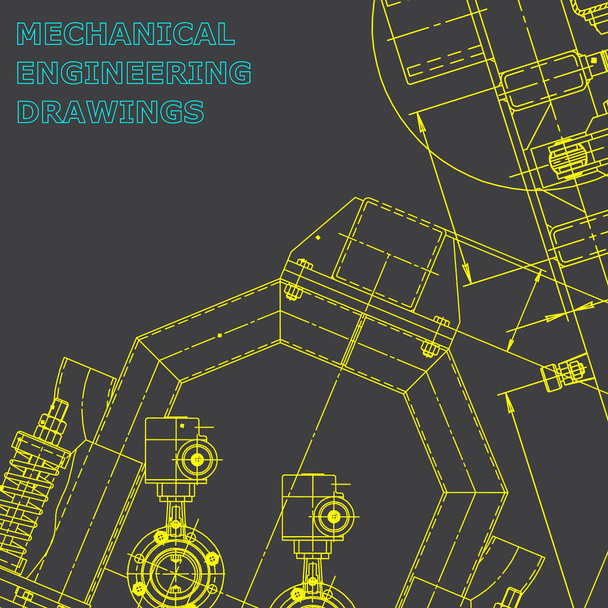 Blueprint, Sketch. Vector engineering illustration. Cover, flyer, banner. Gray - Vector, Image