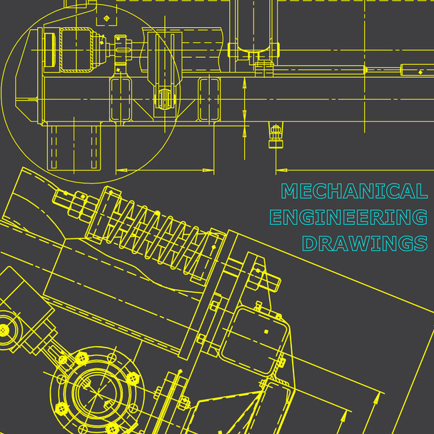 Blueprint, schemat, plan, szkic. Ilustracje techniczne, tło. Przemysł maszynowy. Wizualna. Szary - Wektor, obraz