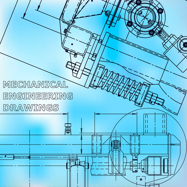 Blauwdruk, schema, plan, schets. Technische illustraties, achtergronden. Machine-industrie. Huisstijl. Blauwe - Vector, afbeelding